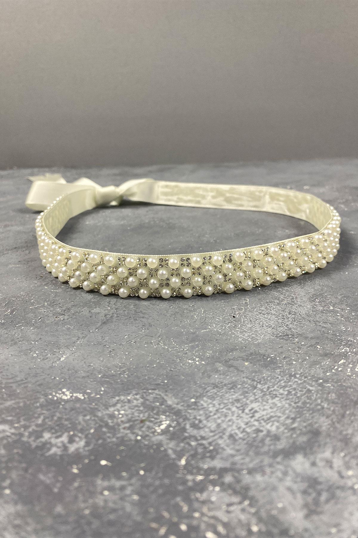 Dense Cream Pearl Beaded Stone Dress Belt