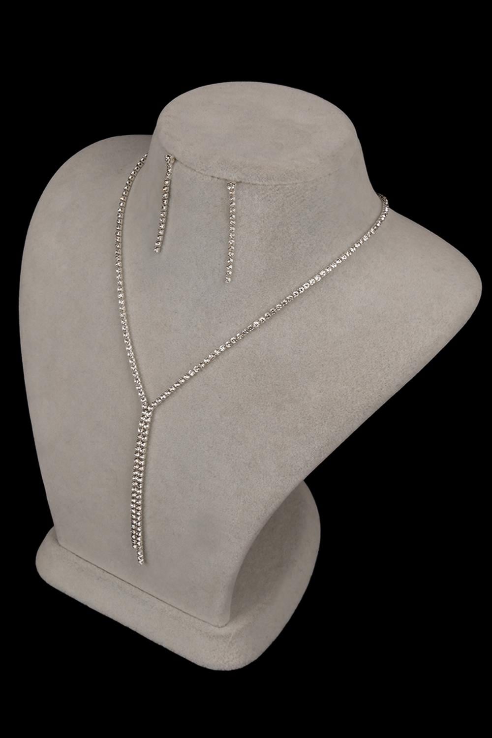 Elegant Waterway Crystal Stone Evening Dress Necklace Earring Set and Tulip Bridal Crown