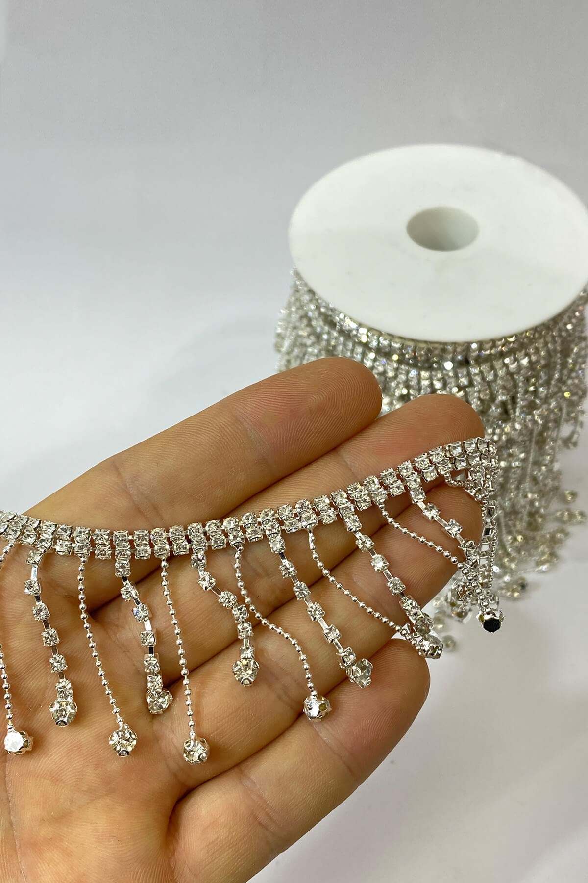 Chain Stone Tasseled Ribbon 1 mt