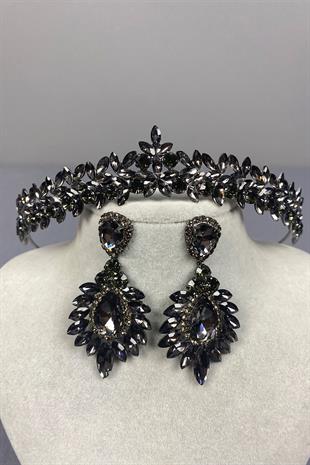  Thin Elegant Vera Bridal Henna Crown and Drop Shuttle Earrings