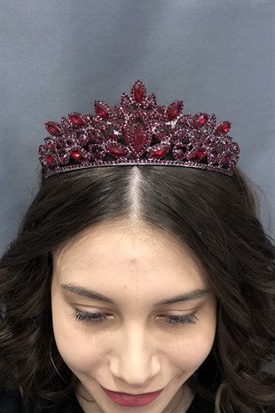 Red Crystal Stone Henna Bridal Crown