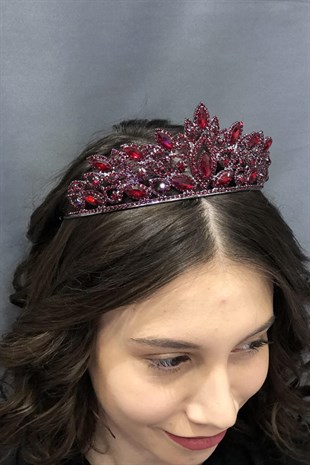 Red Crystal Stone Henna Bridal Crown