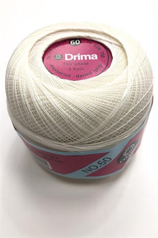  Krem Drima Merserize Dantel İpligi No:60  100 gr (1 adet )