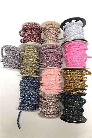  شريط مطرز بالخرز الوردي 1 سم