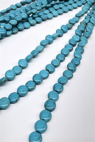 Turkuaz Yassı Taş Boncuk
