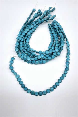 Turkuaz Yassı Taş Boncuk