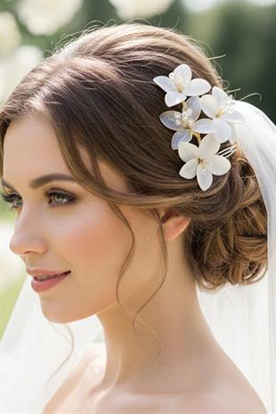 2-Piece Set Bridal Tiara Hair Accessory Crystal Beaded Flower Bridal Hair Clip