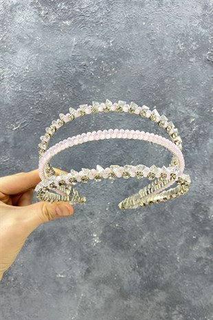 3 Sıralı Özel Tasarım Gelin Tacı Saç Aksesuarı