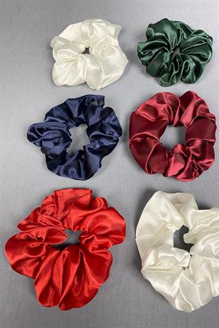 6 Lı Saten Saç Lastik Toka Seti