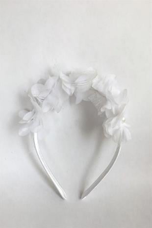 7 Flower White Satin Coated Girl Child Frida Party and Special Day Crown