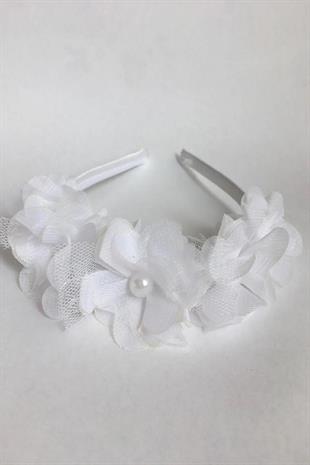 7 Flower White Satin Coated Girl Child Frida Party and Special Day Crown
