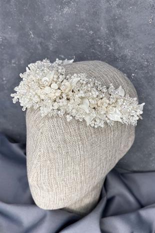 Açelya Yoğun İşlemeli Mineli Seç Ve Tüban Aksesuarı Gelin Tacı