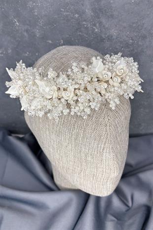 Açelya Yoğun İşlemeli Mineli Seç Ve Tüban Aksesuarı Gelin Tacı
