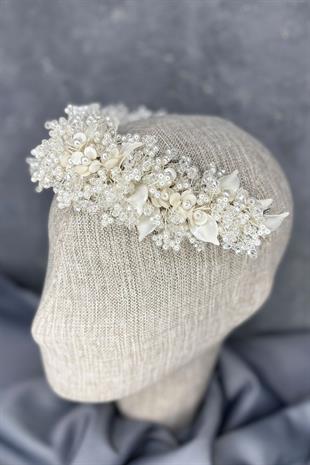 Açelya Yoğun İşlemeli Mineli Seç Ve Tüban Aksesuarı Gelin Tacı