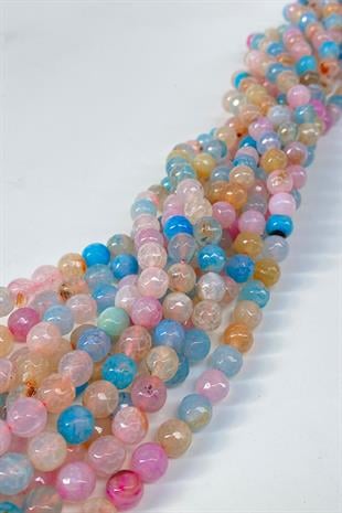 Açık Çakra Ceyt Doğal Taş Dizi Fasetli Kesim 8 mm