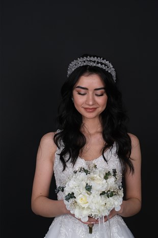 Light Gray Water Enamel Beaded Bridal Henna Crown