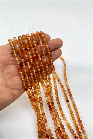 Açık Kahve Doğal Taş Akik 6 mm