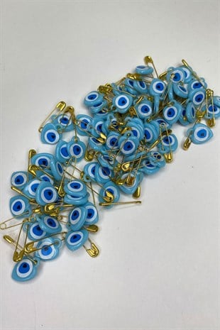 Açık Mavi İğneli Nazar Boncuğu 100 Adet