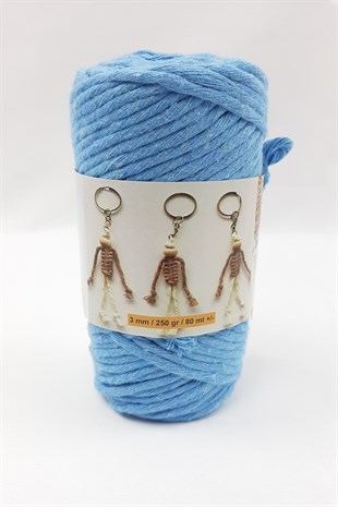 Açık Mavi İnce Büklüm Makrome