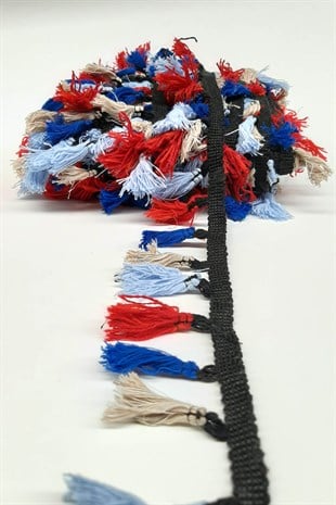 Light Blue Red Satin Blue Cotton Fringe Tassel