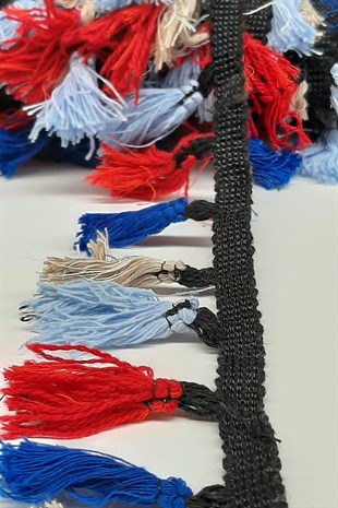 Light Blue Red Satin Blue Cotton Fringe Tassel