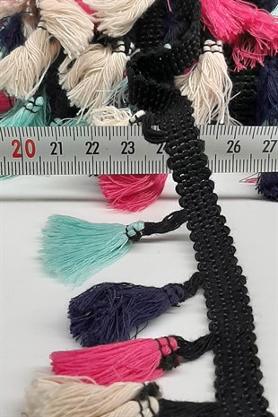 Açık Mavi Lacivert Pembe Pamuk Saçak Püskül