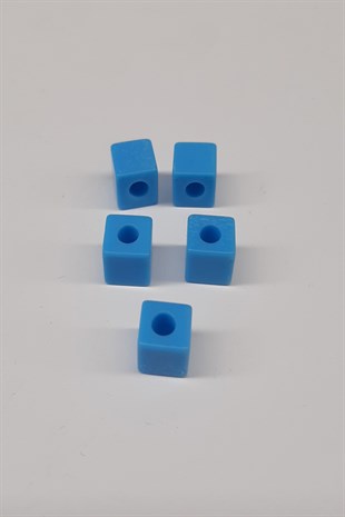 Light Blue Plastic Cube Beads