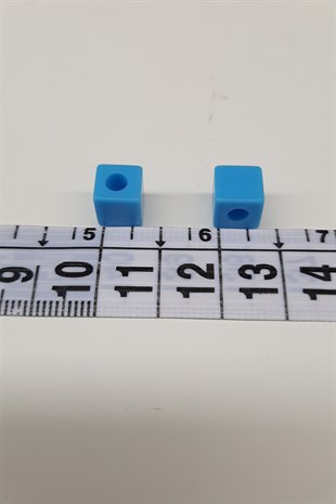 Light Blue Plastic Cube Beads
