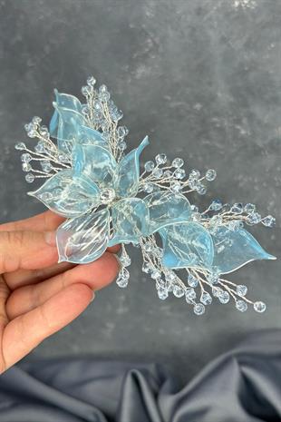 Açık Mavi Sedefli Özün Taraklı Gelin Saç Aksesuarı