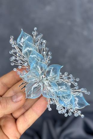 Açık Mavi Sedefli Özün Taraklı Gelin Saç Aksesuarı