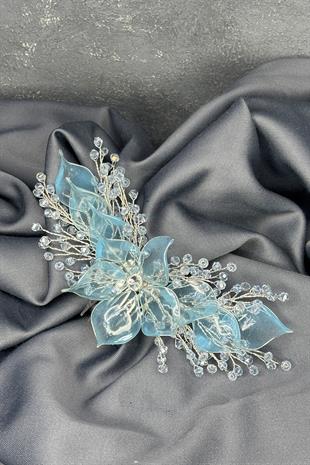 Açık Mavi Sedefli Özün Taraklı Gelin Saç Aksesuarı