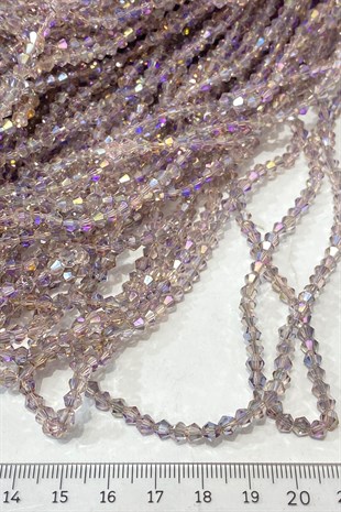 Açık Mor Janjanlı Pramit Dizi Kristal Boncuk 4 mm