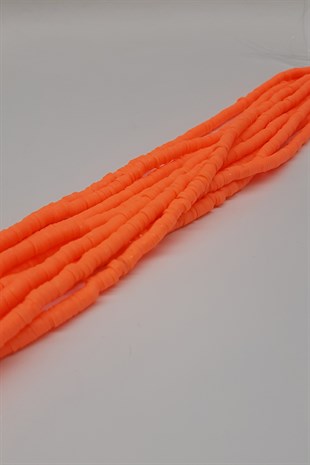 Light Neon Orange Fimo Dough Beads 6Mm