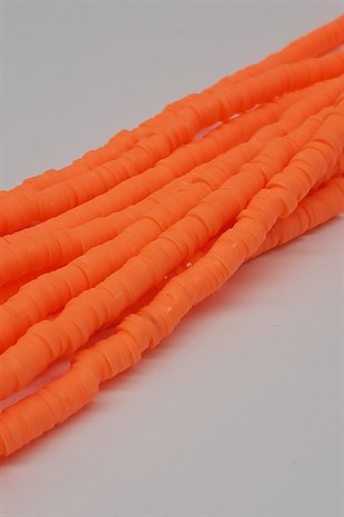Light Neon Orange Fimo Dough Beads 6Mm