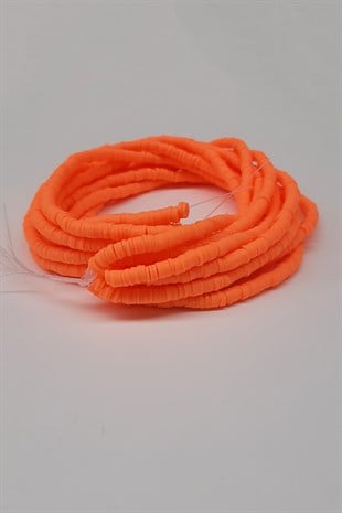 Light Neon Orange Fimo Dough Beads 6Mm