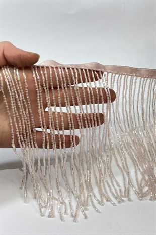 Açık Pembe Boncuklu 15 cm Saçak Püskül