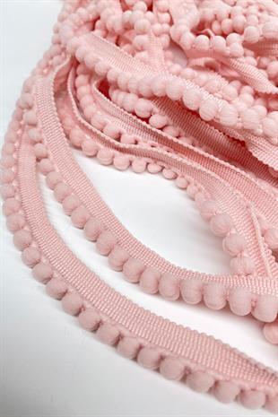 Açık Pembe Sık Küçük İnce Ponpon Şerit 