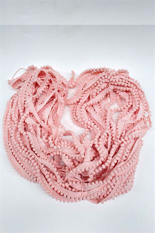 Açık Pembe Sık Küçük İnce Ponpon Şerit 
