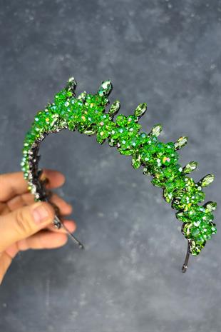 Light Green Lycian Beaded Bridal Henna Crown