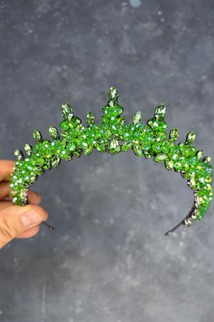Light Green Lycian Beaded Bridal Henna Crown
