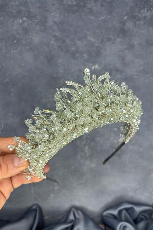 Light Green Livan Beaded Bridal Henna Crown Hair Accessory