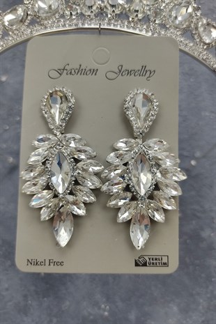 Ade Model Gelin Tacı Ve Damla Taşlı Küpe