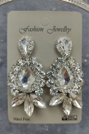 Ade Model Gelin Tacı Ve Mekik Damla Taşlı Küpe