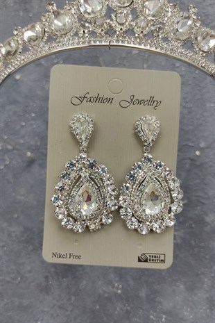 Ade Model Gelin Tacı Ve MekikTaşlı Küpe