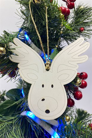 Ahşap Geyik Baskı Yılbaşı Ağaç Süsü(5Adet)