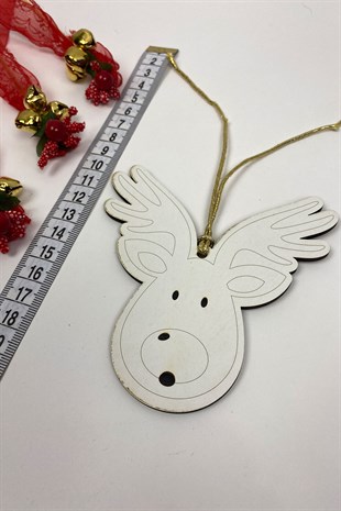 Ahşap Geyik Baskı Yılbaşı Ağaç Süsü(5Adet)