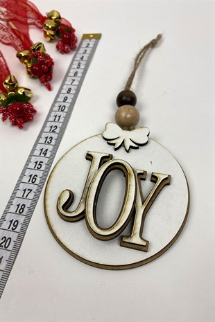 Ahşap Joy Baskılı Yılbaşı Ağaç Süsü