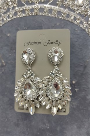 Ahu Model Gelin Tacı Ve Damla Mekik Taşı Küpe