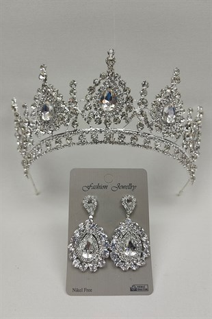 Ahu Model Gelin Tacı Ve MekikTaşı Küpe