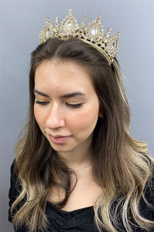 Ahu Model Gold Bridal Crown